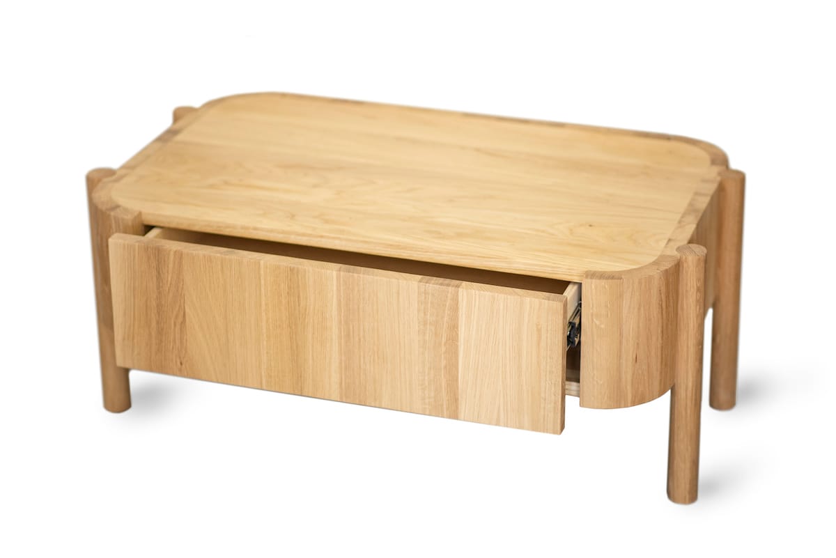 Kiko dębowy stolik kawowy z szufladami